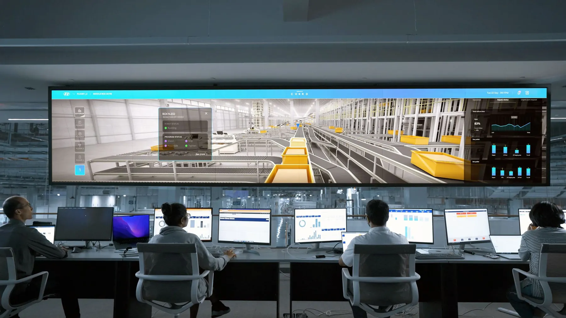 Engineers monitoring systems in a network operations center