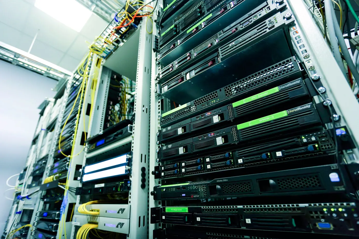 Server and network hardware in a rack